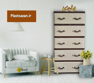 فایل کشویی دراور سایزبزرگ پلاستیکی طرح حصیری 5کشو کد 405