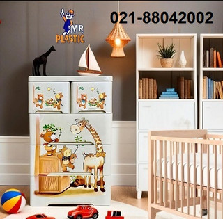 فایل کشویی سایز بزرگ پلاستیکی کمد لباس کودک طرح زرافه کد 754